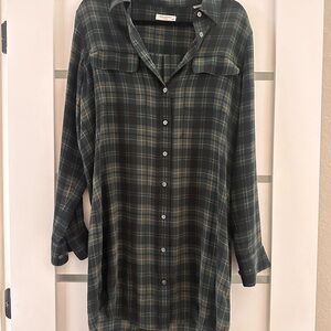 Equipment Femme Silk Plaid Shirtdress – Size M